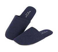 BUXTON Cozy Lightweight and Memory foam Indoor Slippers for Womens and Mens(unisex), Foldable Slippers with Mesh bag-For Home,Travel,Spa and Hotel, Navy, Small-Medium