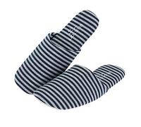 BUXTON Cozy Lightweight and Memory foam Indoor Slippers for Womens and Mens(unisex), Foldable Slippers with Mesh bag-For Home,Travel,Spa and Hotel, Navy/Grey, Small-Medium