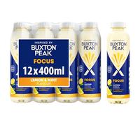 Buxton Peak Focus Lemon & Mint Still Vitamin Water 12x400ml | Enhanced with vitamin B6, magnesium and caffeine to support your mental clarity