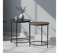 Buxton Side Table - Round - Set of 2 - Grey and Brown