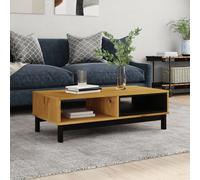 buxton wooden coffee table with 2 shelves in brown black
