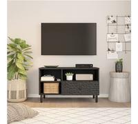 buxton wooden tv stand with 3 shelves in black