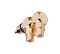 Buxuaaaa Plated Brass 2RCA Right Angled Male to Female Connector 90 Degree Adapter Connector for Home Theater HDTV Amplifiers Gold Plated Splitter