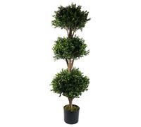 Buxus Triple Ball Artificial Tree UV Resistant Outdoor Topiary 120cm Botanik Leaf Green One Size