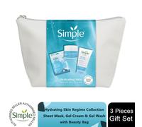 Simple Hydrating Skin Regime Gift Set with a gel wash, a sheet mask, a gel cream, and a beauty bag perfect gifts for any occasion 3 piece