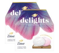 (Buy 2) Dove Beauty Bar Delights Gift Set, Original & Pink Soaps with Bamboo Tray