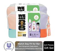 FIFA Match Day Fit Women’s Grooming Gift Set- 2 Pack with Anti Perspirant Body Wash, Body Spray and Limited Edition Wash Bag Three Piece Self Care Kit for Her Inspired by Official FIFA Football Style