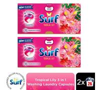 Surf 3-in-1 Laundry Washing Detergent Capsules Tropical Lily 3 x 26 Washes