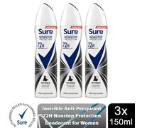 (Buy 3, Black & White) Sure Women 72H Anti-Sweat Anti-Perspirant, 150ml