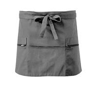 Buy 4 @ £18.99 Short Waist Waiter Waitress Zip Pocket Apron for Bar Cafe Pub (Grey)