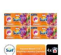 Surf 3 in 1 Passion Bloom Laundry Washing Detergent Capsules 78 washes (3x 26 capsules) joy-infused fragrance with natural essential oil lasting up to 12 hours in wear for brilliantly clean results