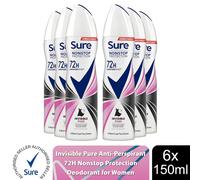 (Buy 6, Invisible Pure) Sure Women 72H Anti-Sweat Anti-Perspirant, 150ml