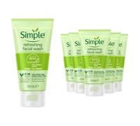 (Buy 6) Simple Kind to Skin Soap Free Refreshing Facial Gel Wash 50ml, 3 Pack