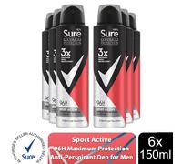 (Buy 6, Sport Active) Sure Men Anti-Perspirant Deodorant 150ml, 3 or 6Pk