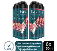 (Buy 6, Ultra Fresh) Sure Men 72H Anti-Perspirant Deodorant 150ml