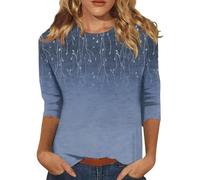 Buy Again My Orders Casual 3/4 Sleeve Tunic Tops for Women UK 2025 Summer Fashion Crew Neck Lightweight Blouse Dressy Comfy Loose Fit Shirts Ladies Elegant Floral Print T-Shirt Going Out Tee