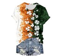 Buy Again My Orders Women's St Patricks Day T-Shirt UK 2025 Summer Short Sleeve Crewneck Tops Funny Lucky Shamrock Gnome Printed Shirts Dressy Casual Plus Size Tshirts Lightweight Blouse