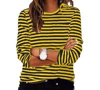 Buy Again My Orders Women's Striped Tops UK Casual Long Sleeve Crewneck Loose Fit Shirts 2025 Spring Fashion Lightweight Blouse Dressy Comfy Going Out Tshirts Ladies Elegant Work Office Tee