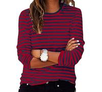 Buy Again My Orders Women's Striped Tops UK Casual Long Sleeve Crewneck Loose Fit Shirts 2025 Spring Fashion Lightweight Blouse Dressy Comfy Going Out Tshirts Ladies Elegant Work Office Tee