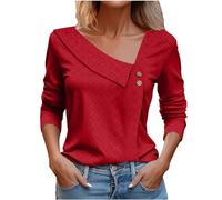 Buy Again Orders My Past Orders Womens Summer Tops Long Sleeve V Neck T-Shirts Going Out Blouses Shirt Tee Casual 2525 Trendy Tunic Top Clothes Plus Size A Red