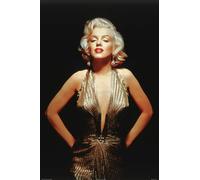BUY ART FOR LESS Buyartforless Officially Licensed Glamorous Marilyn Monroe - Gold Dress Art Poster - 36 x 24 Inch - Decorative Print - Poster Paper - Ready to Frame