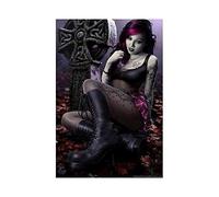 BUY ART FOR LESS Buyartforless Officially Licensed Sexy Goth Girl Cleo Cemetery Gothic by Tom Wood Gothic Art Poster - 24 x 36 Inch - Decorative Print - Poster Paper - Ready to Frame