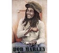 BUY ART FOR LESS Officially Licensed Bob Marley Spliff Roller 24 x 36 Inch Art Poster - Decorative Print - Poster Paper - Ready to Frame