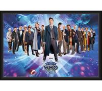 BUY ART FOR LESS Officially Licensed Doctor Who - 60th Anniversary - Framed Art Poster - 24 x 36 Inch - Sturdy Engineered Wood Frame with Plexi Glass - Ready to Hang