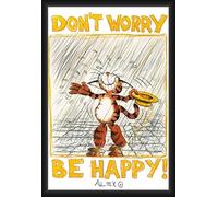 BUY ART FOR LESS Officially Licensed Don’t Worry, Be Happy - Framed Art Poster - 24 x 36 Inch - Sturdy Engineered Wood Frame with Plexi Glass - Ready to Hang