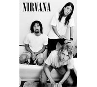 BUY ART FOR LESS Officially Licensed Nirvana - Band Photo Black and White 24 x 36 Inch Art Poster - Decorative Print - Poster Paper - Ready to Frame