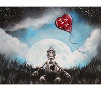 BUY ART FOR LESS Officially Licensed Tin Man I'm Br'OK'en Original Artwork by Ed Capeau Wrapped Canvas Decor - 18 x 24 Inch - Engineered Wood Frame - Ready to Hang