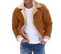 Buy British Day Deals Cocila Jacket for Winter for Men Lapel Collar Long Sleeve Padded Leather Jacket Vintage Thicken Coat Sheepskin Zipper Jacket Mens Lightweight Wa Warehouse Clearance Uk Pallets