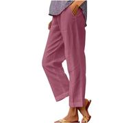 Buy for Me Summer Trousers for Women UK Cotton Linen Pants Plus Size Drawstring Elastic Waisted Lounge Pants Lightweight Comfort Smocked Trousers Sweatpants Holiday Vacation 01 Purple 5XL