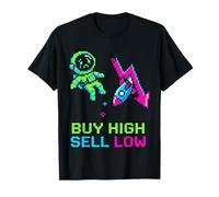 Buy High Sell Low Crypto Crash Pixel Art Astronaut T-Shirt