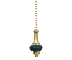Buy It Better Bathroom Light Pull Chain - Polished Brass and Green Ceramic Disc & Brass Chain A18
