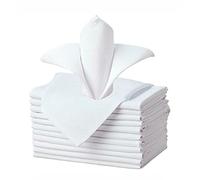 Buy-Simplicity® Kitchen White Cloth Dinner Napkins 12 Pack (48 x 48 cm) Cotton Blend - Washable Durable and Reusable Table Napkins for Home, Restaurants & Party Use