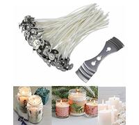 Buy-Simplicity® Pack of 100 Cotton wicks for Candle Making with Sustainers & 3-Hole Wick Holder | 15cm Long Pre Waxed Wicks for Candle Making DIY