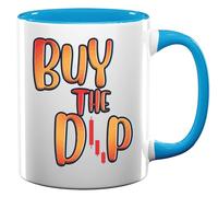 Buy The Dip Stock Trader Bubble Font Art Ceramic Tea Coffee Mug Light Blue