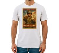 Buy War Bonds WWII Vintage Propaganda T-Shirt Unisex White and Black. World war 2 tee (ww2) (UK, Alpha, XL, Regular, Regular, White)