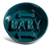 Buyank Ceramic Slow Feeder Dog Bowl, 4-Cup Anti-Slip Puzzle Feeder for Medium/Large Dogs, Indoor/Outdoor Pet Bowl for Fast Eaters - Green