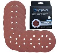 Buyaparcel 10 X 125mm Mixed Grit Orbital Sander Sanding Sheets Discs Hook Loop 40 60 80 5"