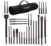 Buyaparcel 27 Piece Sds Plus Drill Bit Set Bullet Cold Flat Chisel Set Tool Roll Fit Bosch