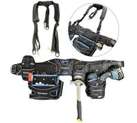 Buyaparcel Bap 5Pc Heavy Duty Champion Tool Belt & Braces Set Pouch Holster Holder Black