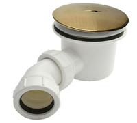 Buyaparcel Brushed Brass 90mm Shower Waste Rapid Fast Flow Domed Top Finish Trap Tray