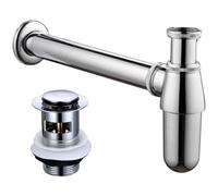 Buyaparcel Chrome Bottle Trap Bathroom Basin Sink Pipe Adjustable Height + Pop Up Waste