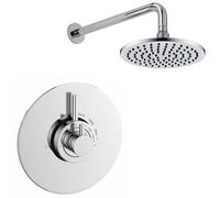 Buyaparcel Chrome Modern Round Dual Concealed Thermostatic Shower + Wall Mounted 8" Rose