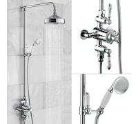 Buyaparcel Edwardian Dual Traditional Thermostatic Shower Mixer + Rigid Riser + Diverter
