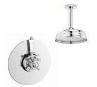 Buyaparcel Edwardian Traditional Dual Concealed Thermostatic Shower + Ceiling Fed 8" Rose
