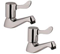 Buyaparcel Hot Cold Lever Basin Sink Pillar Taps Chrome Plated 1/2" Fitting 1/4" Turn Pair