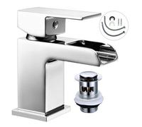 Buyaparcel Mini Waterfall Cloakroom Basin Mixer Tap Chrome Sink Mono Bathroom + Waste + Fix
